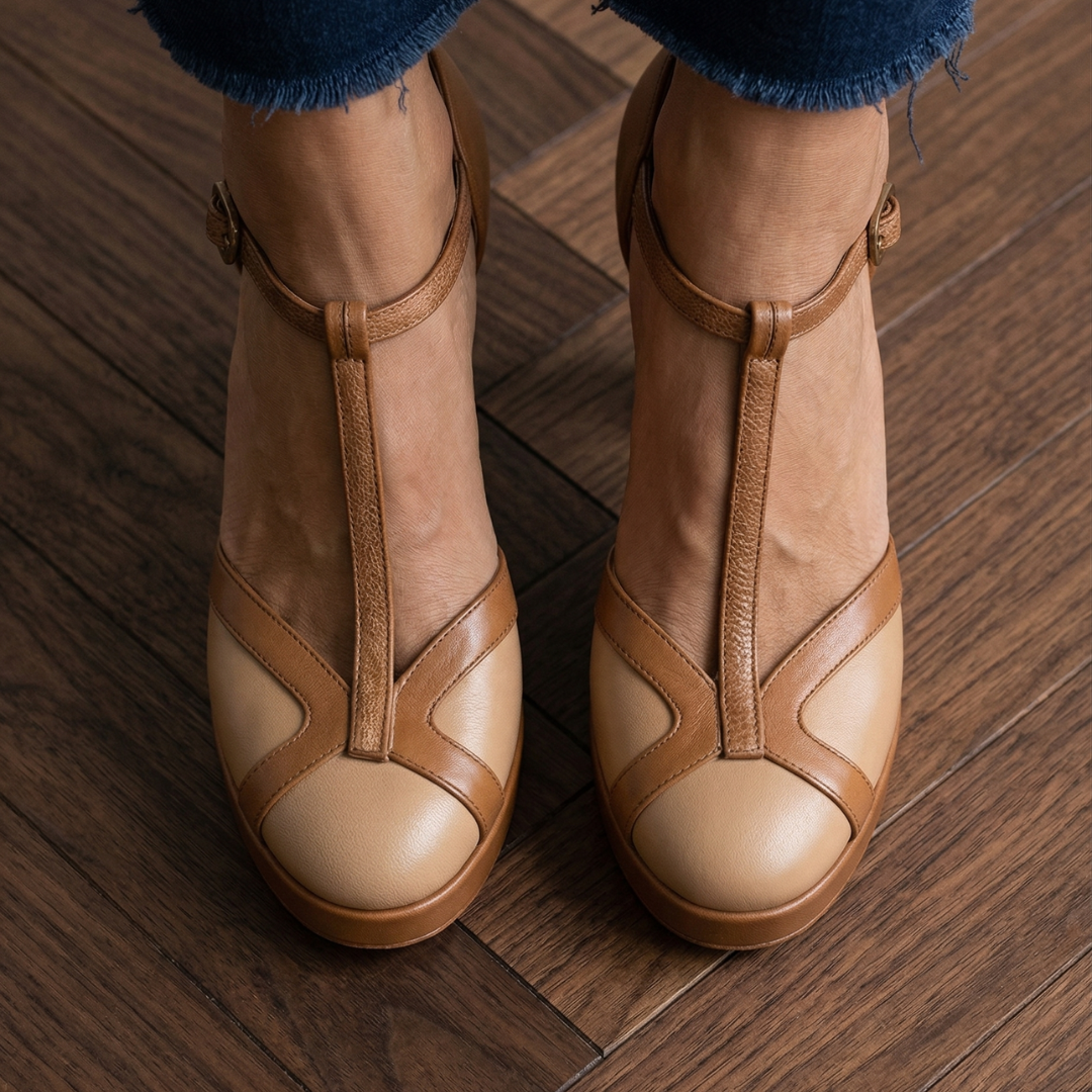 Nadia | Women's T-Strap Round Toe Block Heels