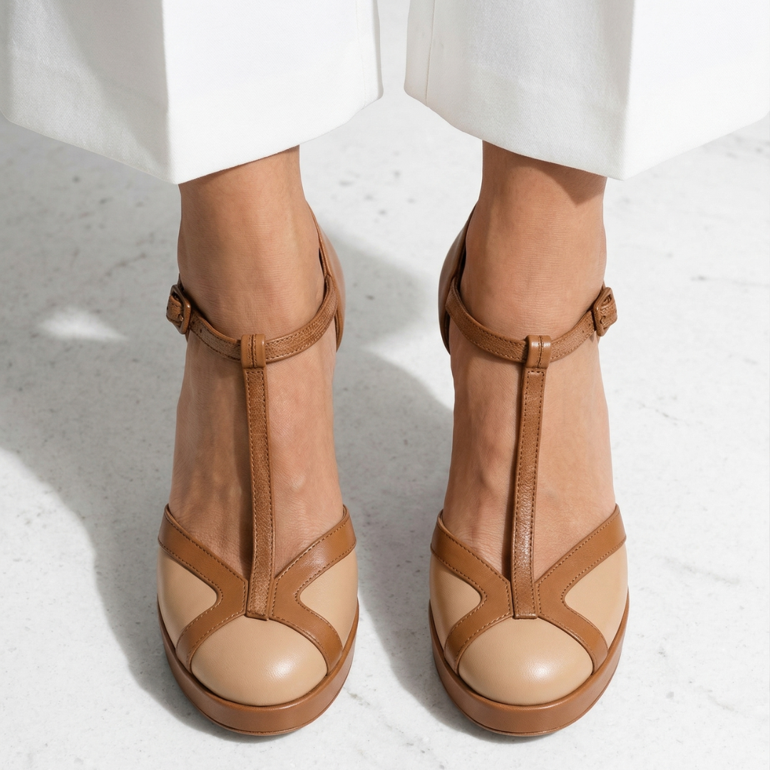 Nadia | Women's T-Strap Round Toe Block Heels