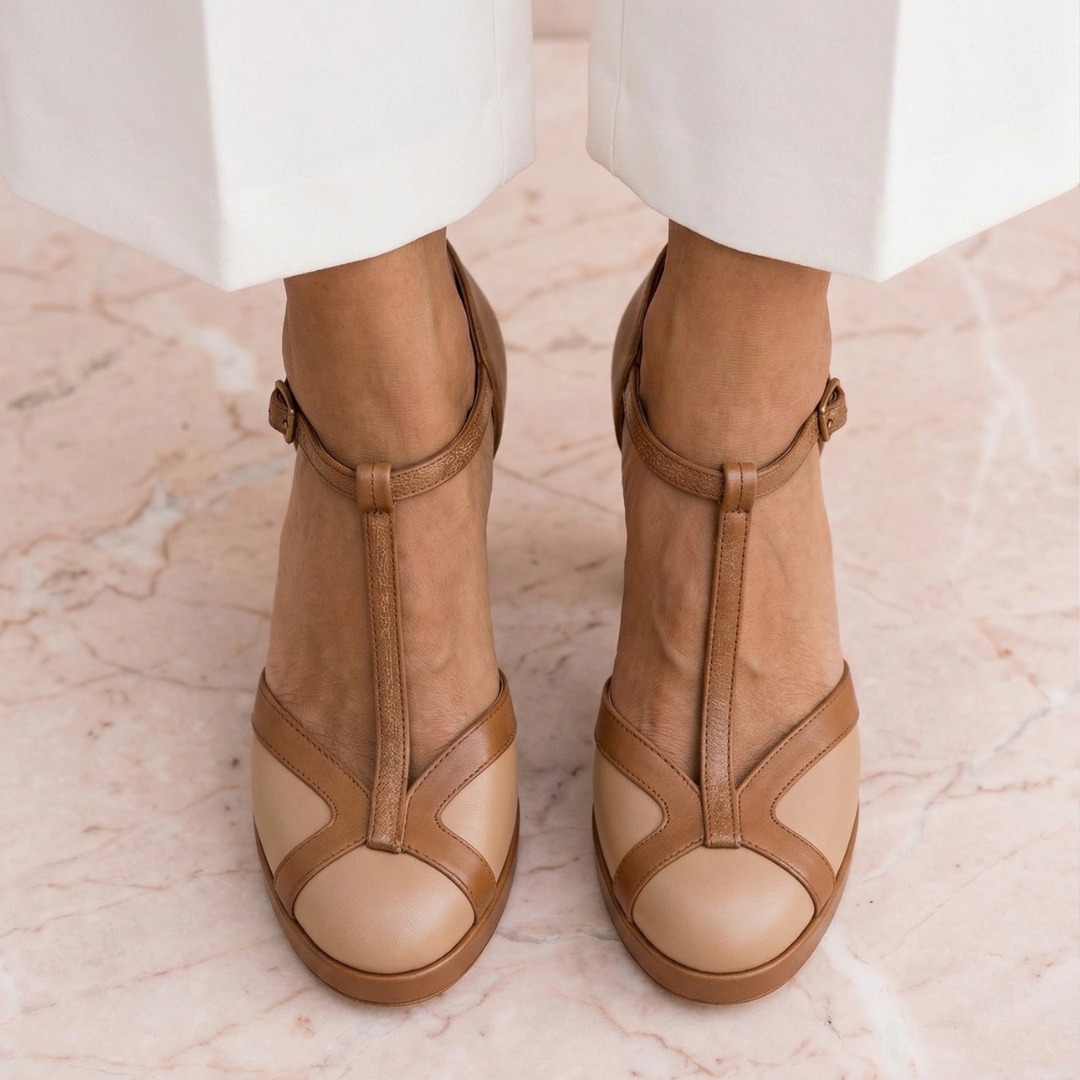Nadia | Women's T-Strap Round Toe Block Heels