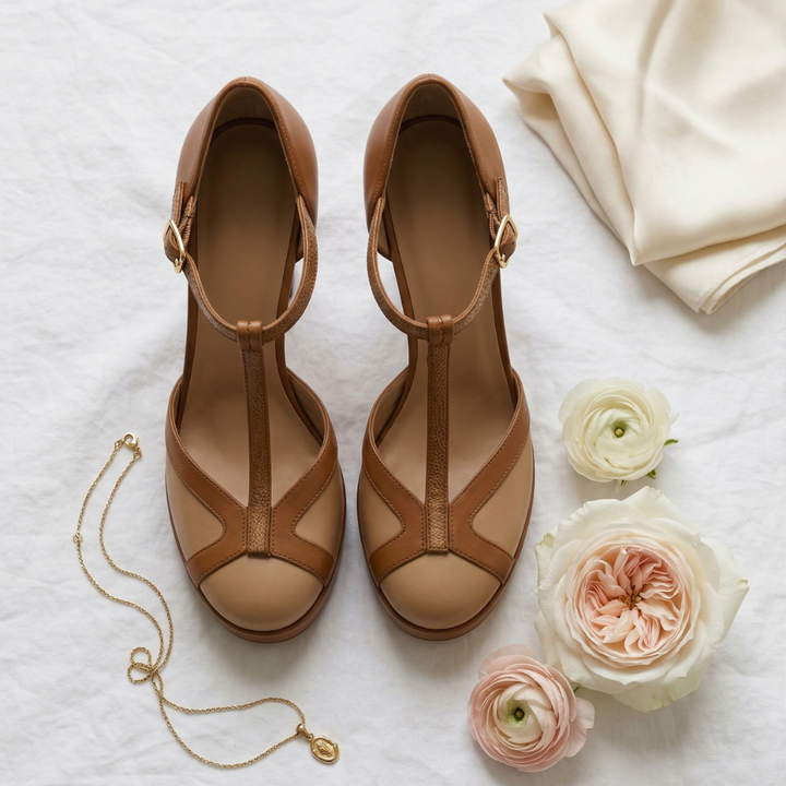 Nadia | Women's T-Strap Round Toe Block Heels