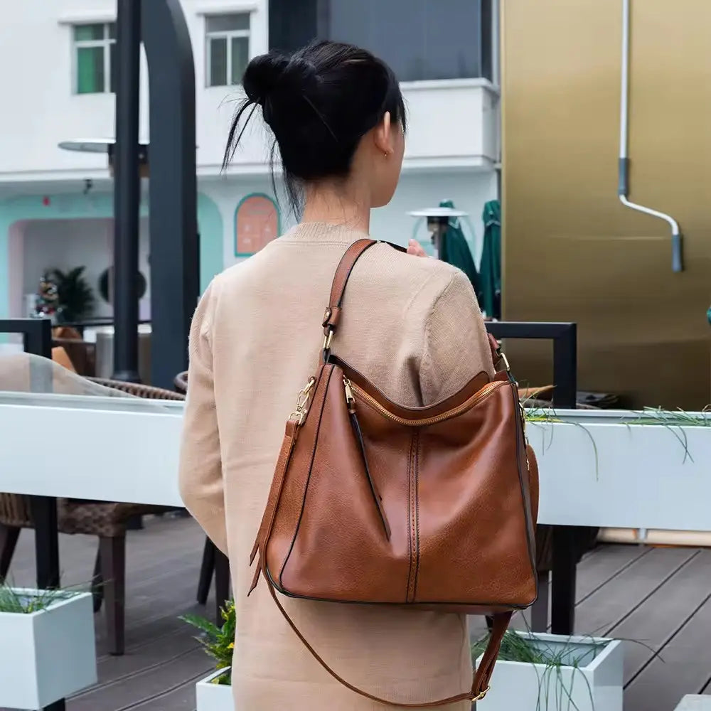 Hannah - Luxury Leather Hobo Anti-Theft Handbag