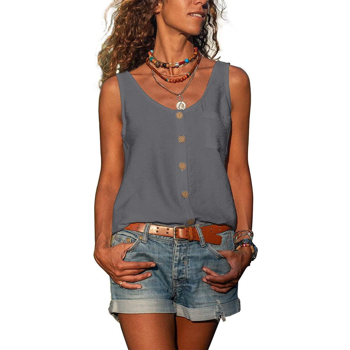 Relaxed Ibiza Style Sleeveless Top