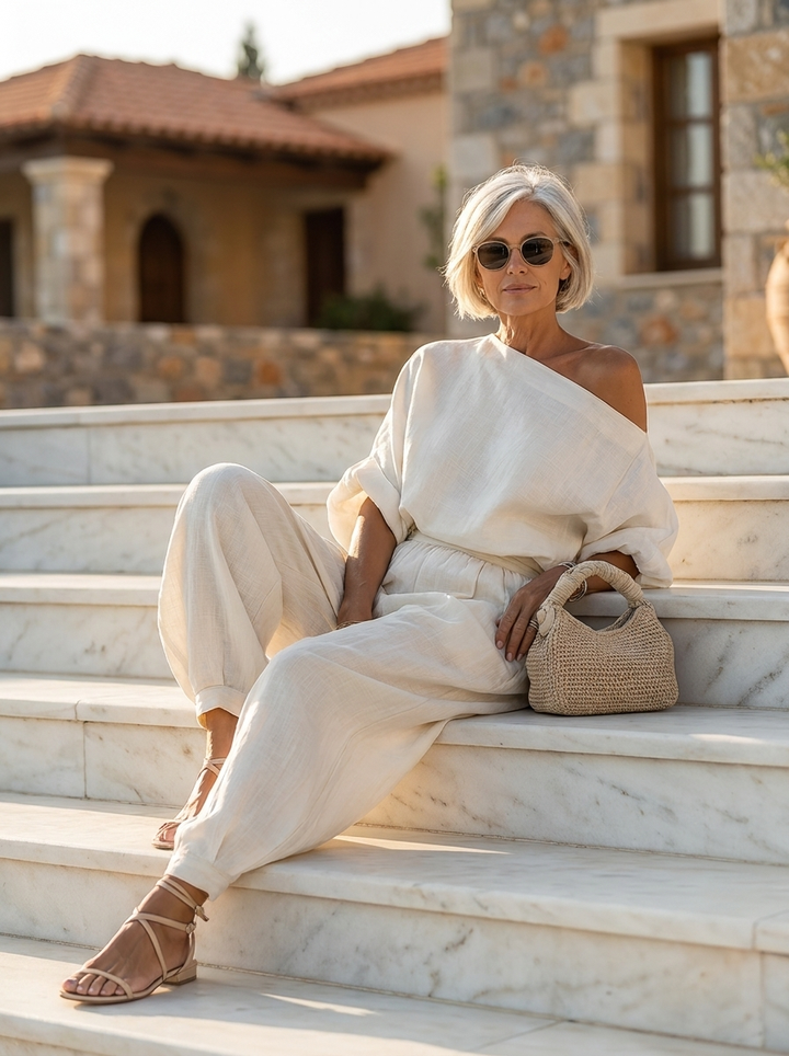Helena | Off-Shoulder Linen Set