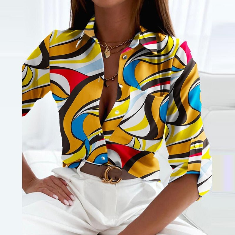 Printed Button-Up Blouse
