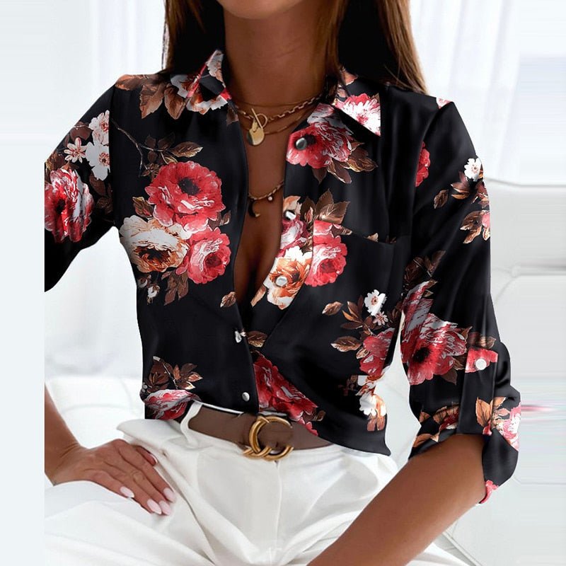 Printed Button-Up Blouse